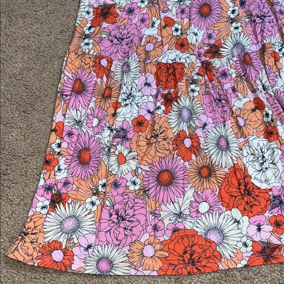 Torrid Maxi Supersoft V Neck Tiered Dress Retro Floral Pink Orange 2X - Picture 8 of 10